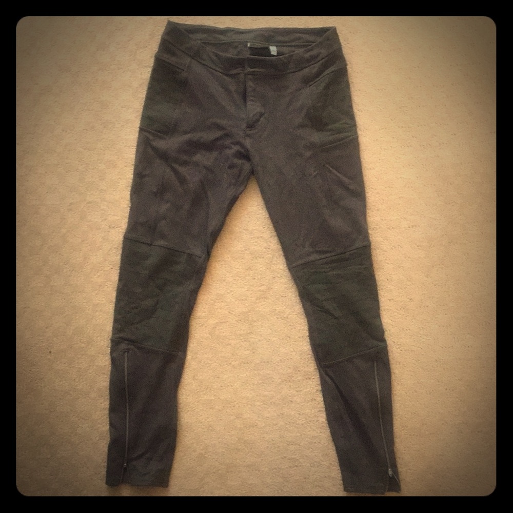 Athleta Trailsetter Moto Zip Leggings, Olive Green